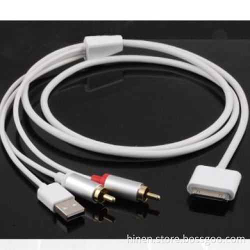 Apple Dock Adapter to R/L Cable with USB Apple MFi
